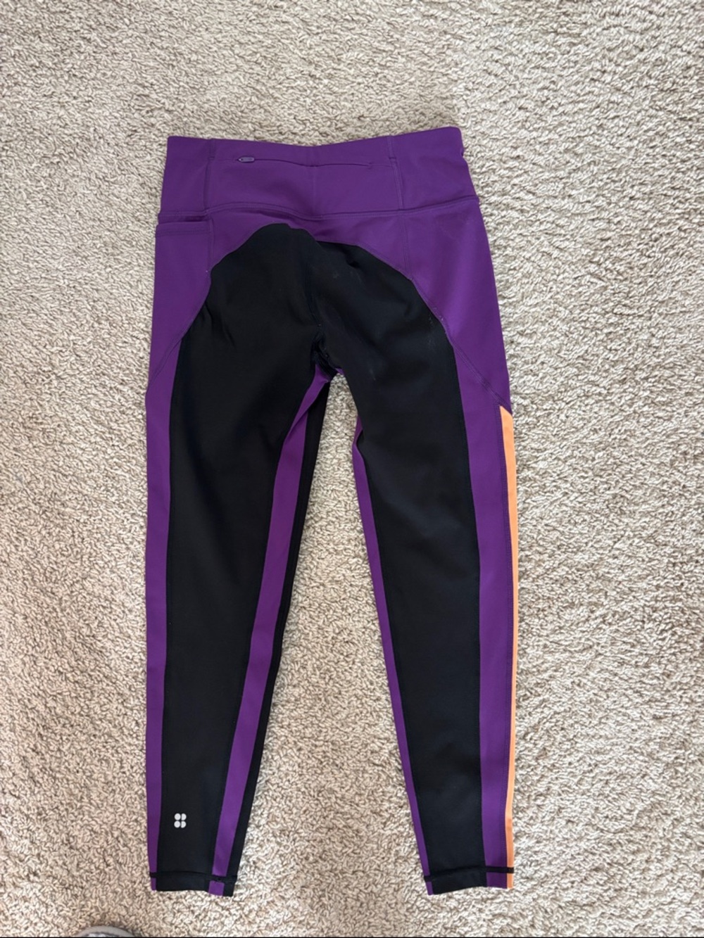 Sweaty Betty Purple, Black & Peach Colorblock Power Leggings - Picture 3 of 5